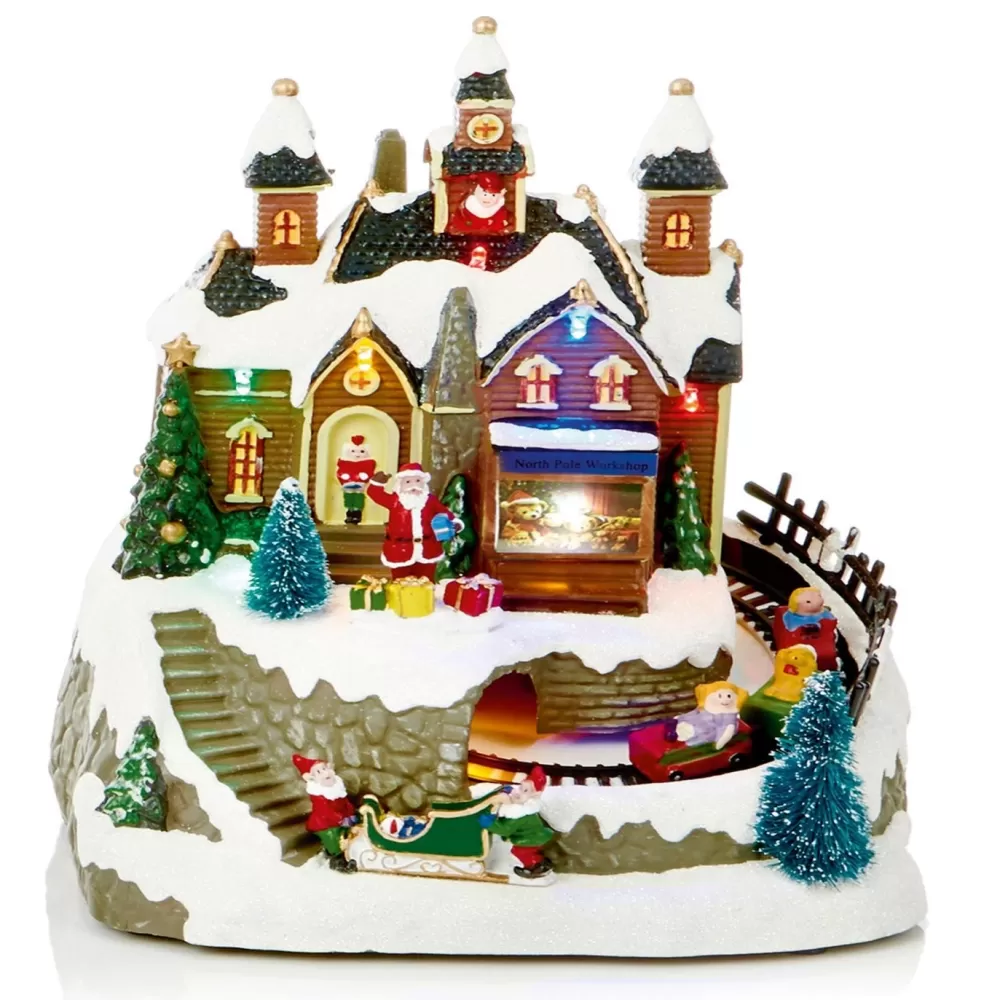 Store Village Illuminé - Magasin Du Père Noël Avec Ses Lutins Villages De Noël